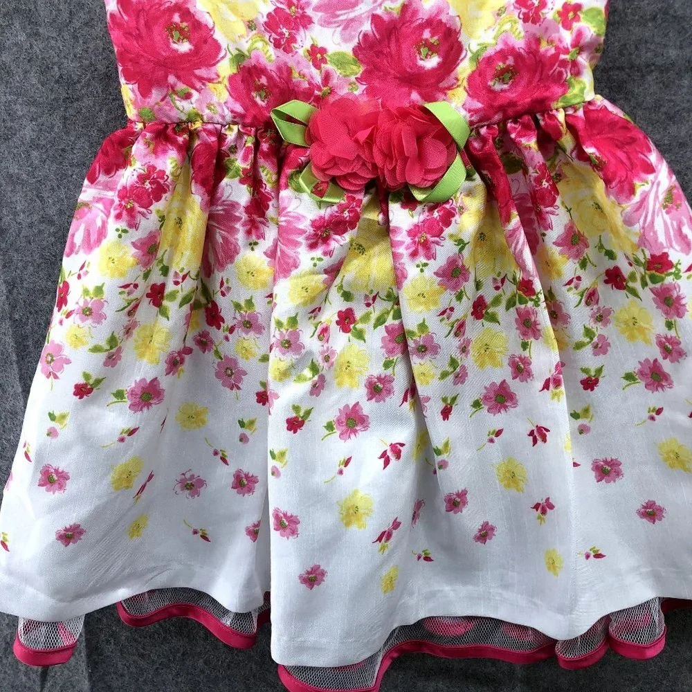Ashley Anne Sleeveless Dress Girls‎ 2T Floral Pink Lace White Summer Formal